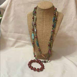Multi. Color bead necklace with bracelet